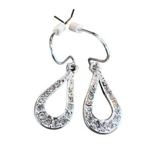 Silver-tone dangle earrings with crystals